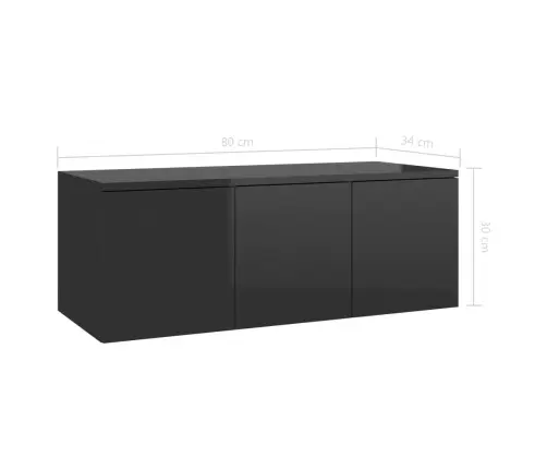 Tv Skapītis, Spīdīgi Melns, 80X34X30 Cm, Inženierijas Koks Vidaxl