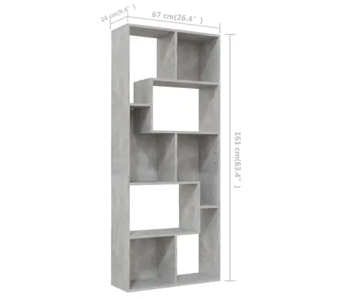 Raamaturiiul, Betoonhall, 67 X 24 X 161 cm Puitlaastplaat