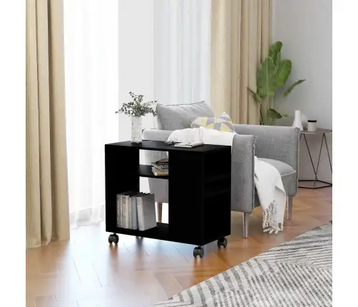 Šoninis Staliukas, Juodos Spalvos, 70X35X55cm Mediena