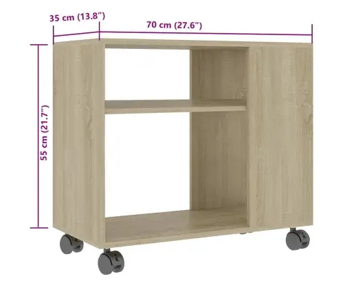 Šoninis Staliukas, Ąžuolo Spalvos, 70X35X55cm Mediena