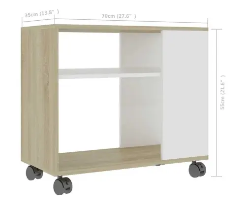 Lisalaud, Valge Ja Sonoma Tamm, 70 X 35 X 55 Cm Tehispuit