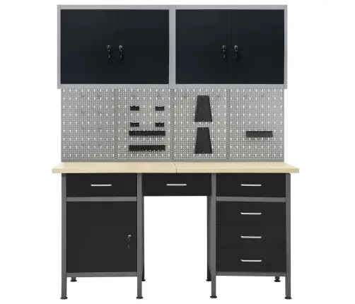 Darba Galds Ar Četriem Sienas Paneļiem Un Diviem Skapīšiem Vidaxl