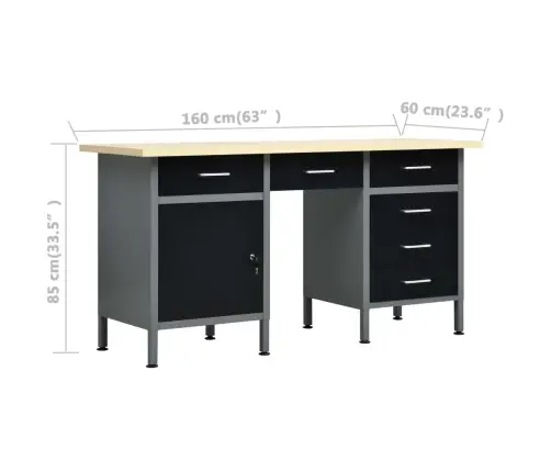 Darba Galds Ar Četriem Sienas Paneļiem Un Diviem Skapīšiem Vidaxl