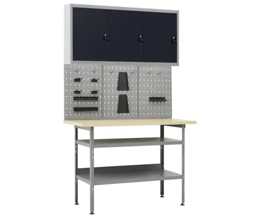 Darba Galds Ar Trim Sienas Paneļiem Un Vienu Skapīti Vidaxl