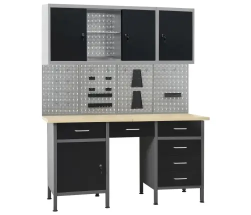 Darbagalds Ar Četriem Sienas Paneļiem Un Diviem Skapīšiem Vidaxl