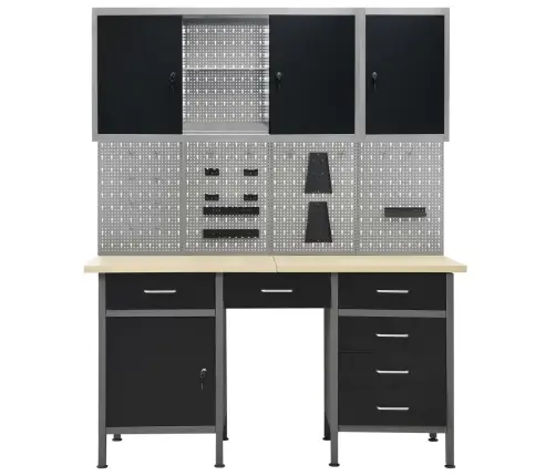 Darbagalds Ar Četriem Sienas Paneļiem Un Diviem Skapīšiem Vidaxl