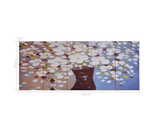 Sienas Gleznu Komplekts, Ziedi Vāzē, Krāsaina, 150X60 Cm Vidaxl