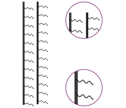 Seinale Kinnitatav Veiniriiul 24 Pudelile, Must Raud