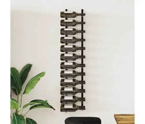 Seinale Kinnitatav Veiniriiul 24 Pudelile, Must Raud