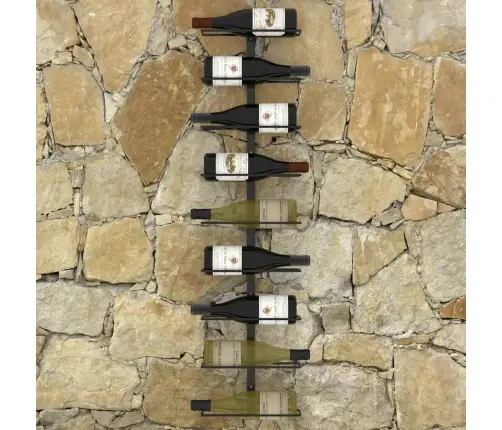 Sienas Vīna Pudeļu Plaukts 9 Pudelēm, Melna Dzelzs Vidaxl