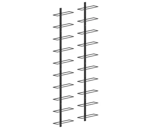 Seinale Kinnitatavad Veiniriiulid 20 Pudelile, 2 Tk, Must Metall