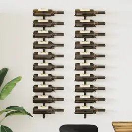 Seinale Kinnitatavad Veiniriiulid 20 Pudelile, 2 Tk, Must Metall