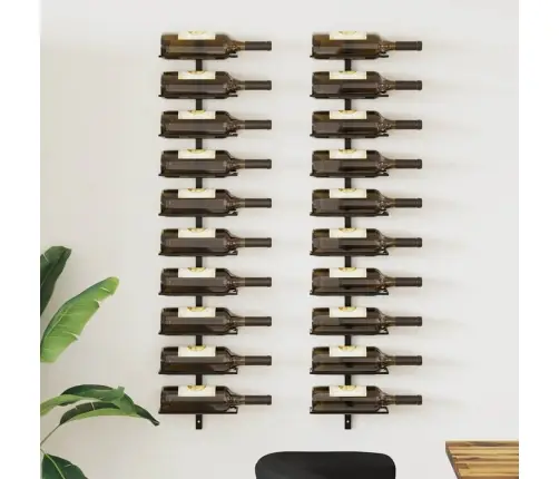 Seinale Kinnitatavad Veiniriiulid 20 Pudelile, 2 Tk, Must Metall