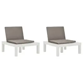Dārza Atpūtas Krēsli Ar Matračiem, 2 Gab., Balta Plastmasa Vidaxl