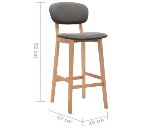 Bāra Krēsli, 2 Gab., Gaiši Pelēks Audums Vidaxl