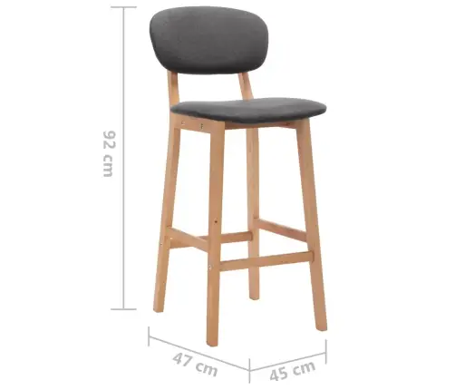 Bāra Krēsli, 2 Gab., Tumši Pelēks Audums Vidaxl