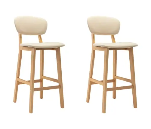 Bāra Krēsli, 2 Gab., Krēmkrāsas Audums Vidaxl