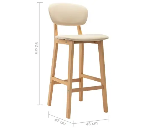 Bāra Krēsli, 2 Gab., Krēmkrāsas Audums Vidaxl