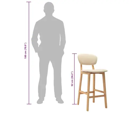 Bāra Krēsli, 2 Gab., Krēmkrāsas Audums Vidaxl