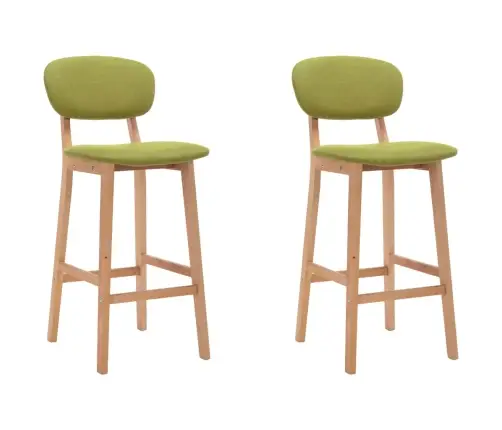 Bāra Krēsli, 2 Gab., Zaļš Audums Vidaxl