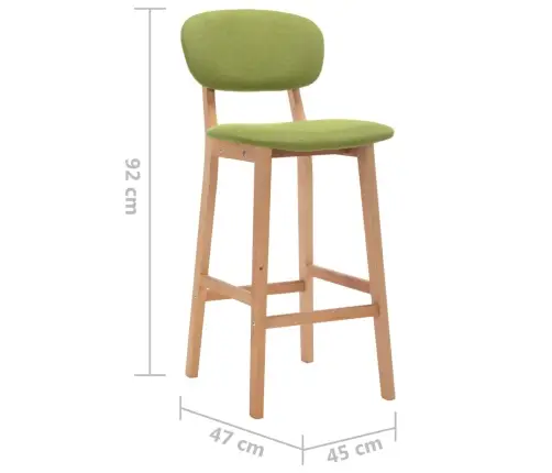 Bāra Krēsli, 2 Gab., Zaļš Audums Vidaxl