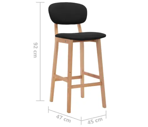 Bāra Krēsli, 2 Gab., Melns Audums Vidaxl