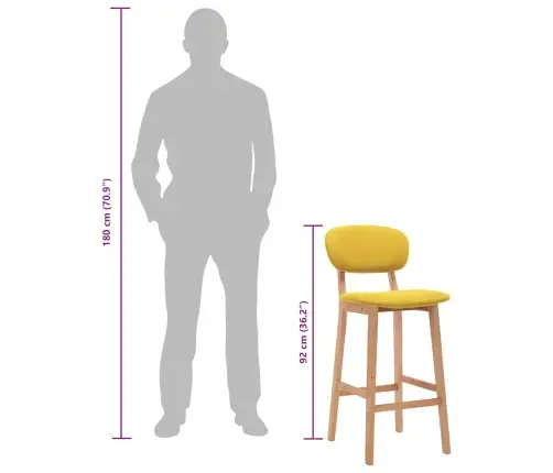 Baro Taburetės, 2Vnt., Garstyčių Geltonos Spalvos, Audinys