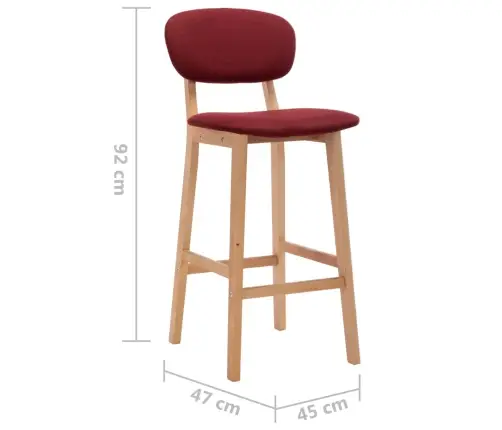 Bāra Krēsli, 2 Gab., Vīnsarkans Audums Vidaxl