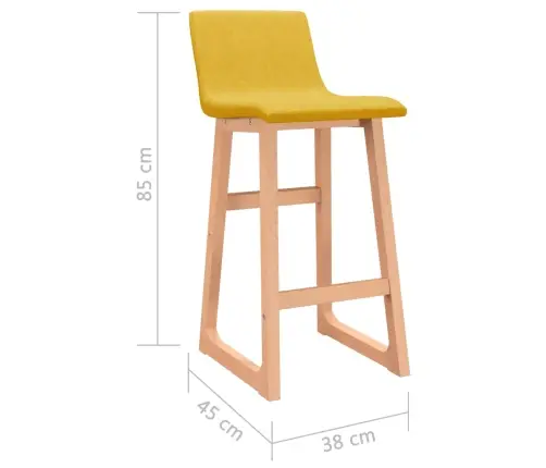 Bāra Krēsli, 2 Gab., Sinepju Dzeltens Audums Vidaxl