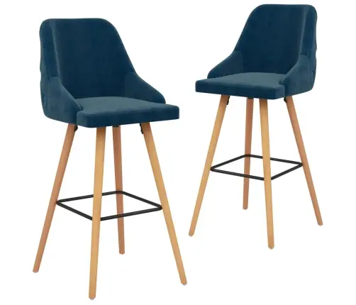 Bāra Krēsli, 2 Gab., Zils Samts Vidaxl
