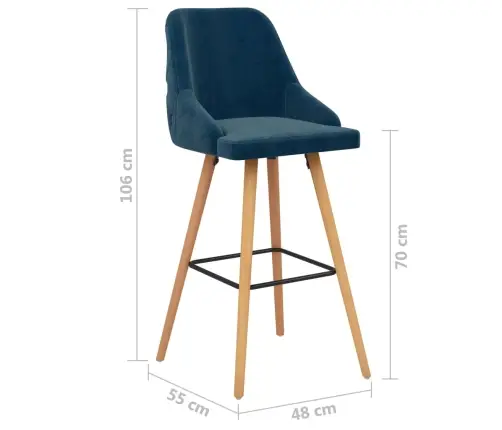 Bāra Krēsli, 2 Gab., Zils Samts Vidaxl