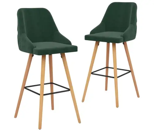 Bāra Krēsli, 2 Gab., Tumši Zaļš Samts Vidaxl