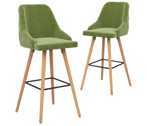 Baro Taburetės, 2Vnt., Šviesiai Žalios Spalvos, Aksomas
