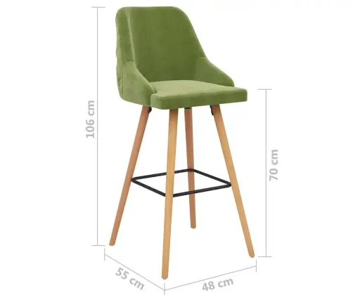 Baro Taburetės, 2Vnt., Šviesiai Žalios Spalvos, Aksomas