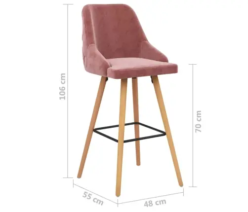 Bāra Krēsli, 2 Gab., Rozā Samts Vidaxl