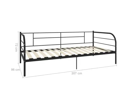 Dīvāngultas Rāmis, Melns Metāls, 90X200 Cm Vidaxl