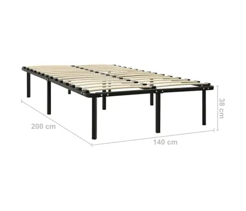 Gultas Rāmis, Melns Metāls, 140X200 Cm Vidaxl