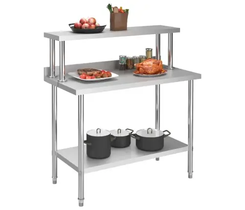 Virtuvės Darbastalis Su Lentyna, 120X60X120cm Plienas