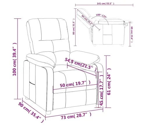 Atpūtas Krēsls, Atgāžams, Gaiši Pelēks Audums Vidaxl
