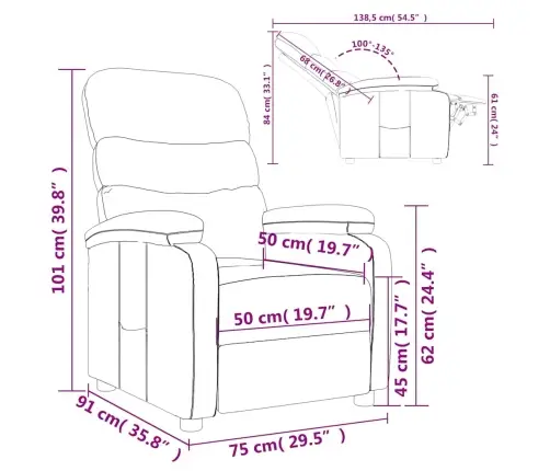 Atpūtas Krēsls, Atgāžams, Kapučīno Krāsas Mākslīgā Āda Vidaxl
