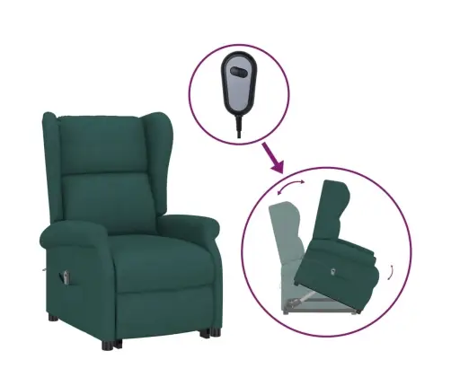 Atpūtas Krēsls, Paceļams, Tumši Zaļš Audums Vidaxl