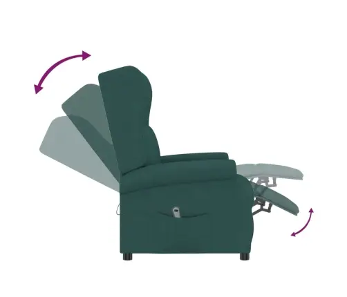 Atpūtas Krēsls, Paceļams, Tumši Zaļš Audums Vidaxl