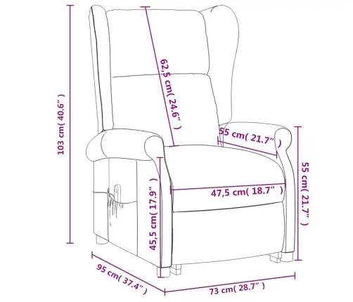 Atpūtas Krēsls, Paceļams, Krēmkrāsas Audums Vidaxl