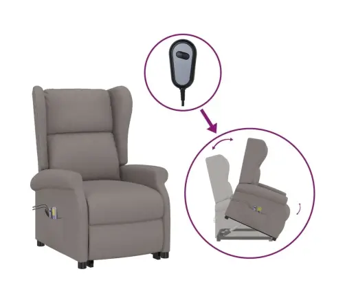 Masāžas Krēsls, Paceļams, Pelēkbrūns Audums Vidaxl