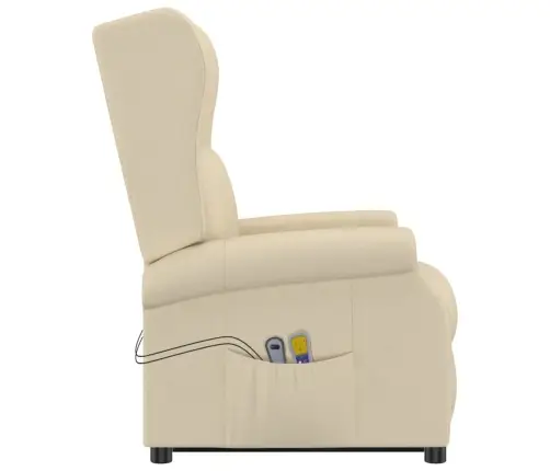 Atsistojantis Masažinis Krėslas, Kreminės Spalvos, Audinys