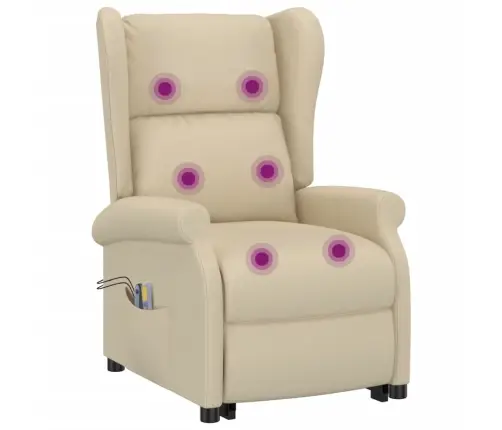 Atsistojantis Masažinis Krėslas, Kreminės Spalvos, Audinys