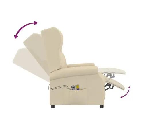 Atsistojantis Masažinis Krėslas, Kreminės Spalvos, Audinys