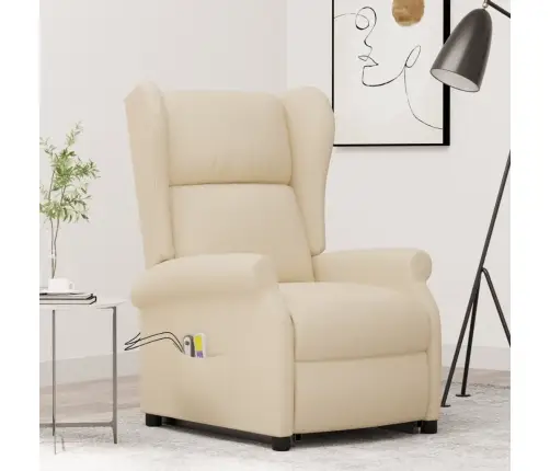 Atsistojantis Masažinis Krėslas, Kreminės Spalvos, Audinys