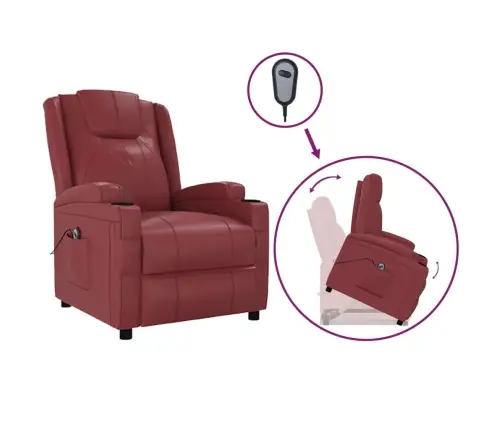 Püsti Tõusmist Toetav Tugitool, Veinipunane, Kunstnahk