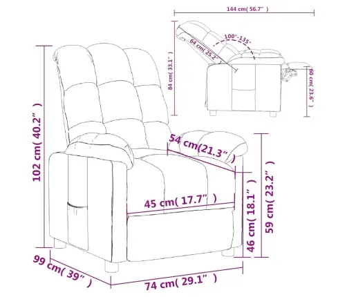 Atpūtas Krēsls, Atgāžams, Gaiši Pelēks Audums Vidaxl